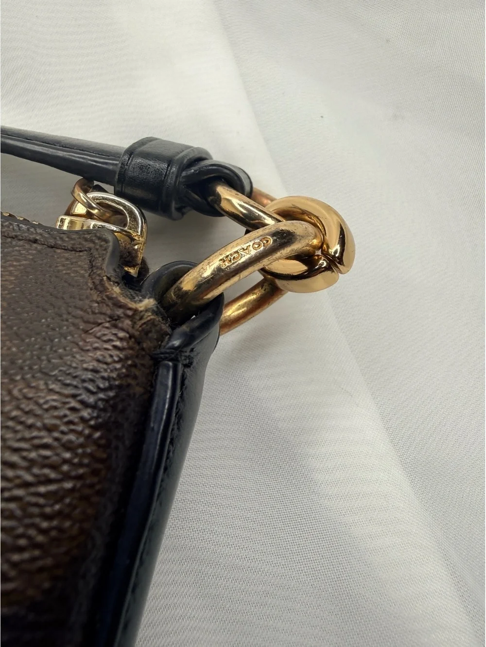 Coach Mae File Crossbody Signature Leather Logo Pattern Brown Black F77885
